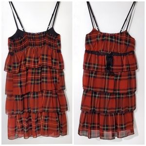 NWOT Junior's Red Plaid Tiered Dress Small